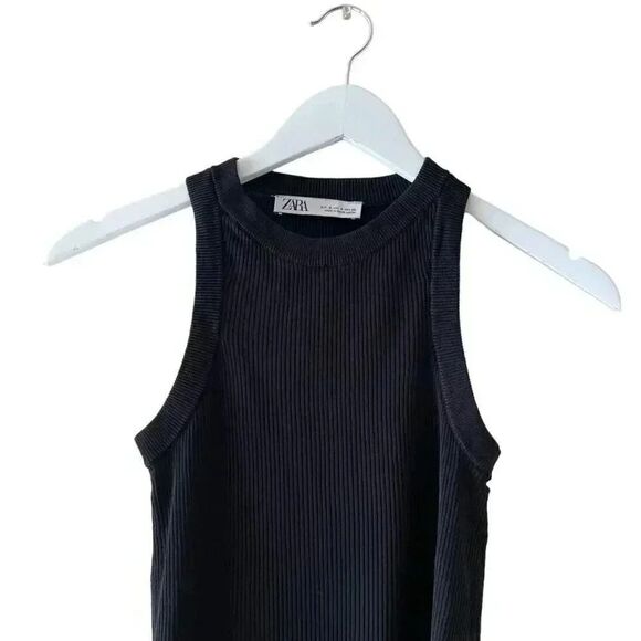 ZARA Viscose Blend Fitted tank top ribbed, jersey SZ S #1682 - Picture 3 of 11